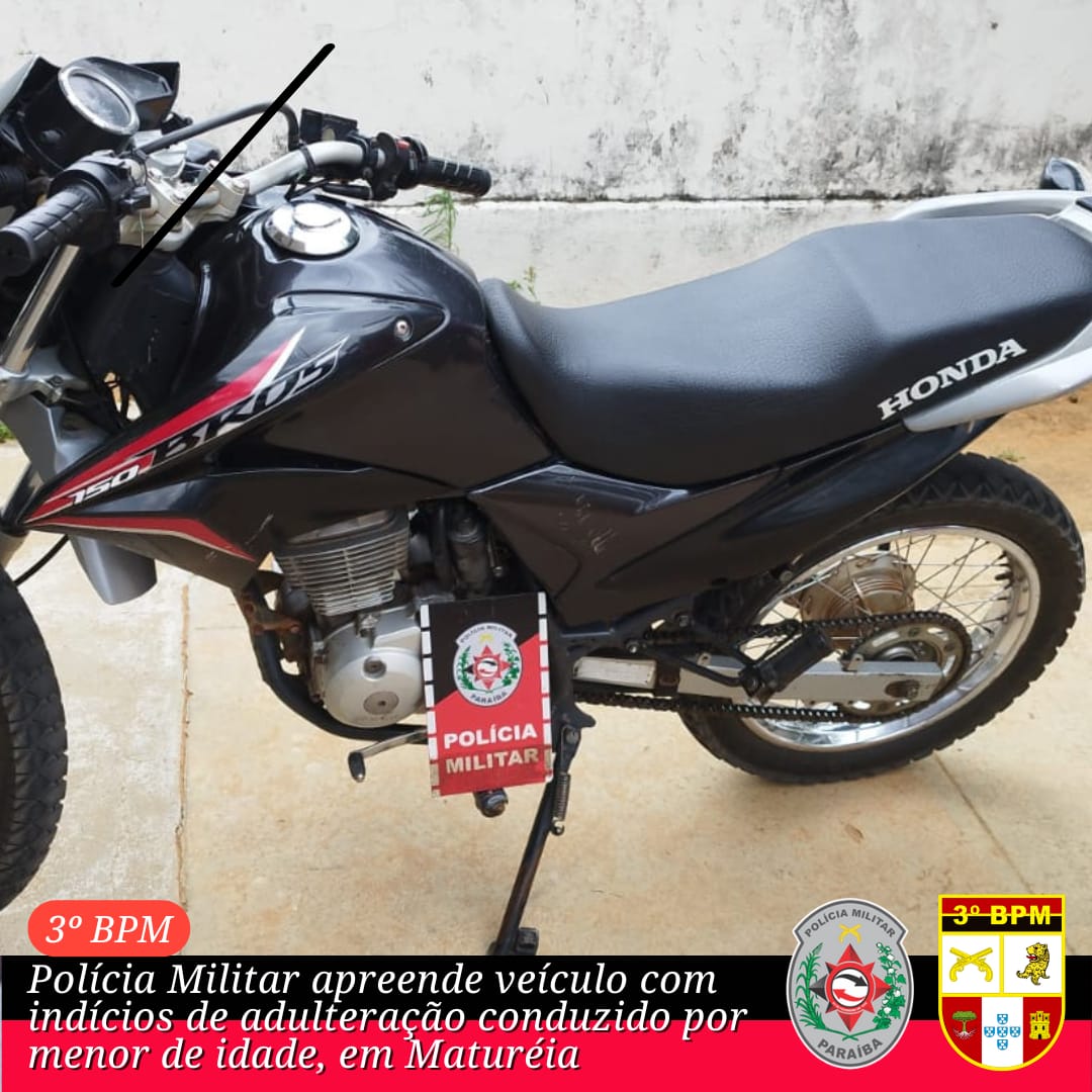 Polícia Militar apreende veículo com indícios de adulteração conduzido por menor de idade, em Matureia