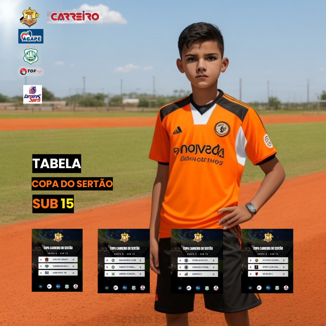 Divulgada a tabela da Copa Carreiro do Sertão Sub-15