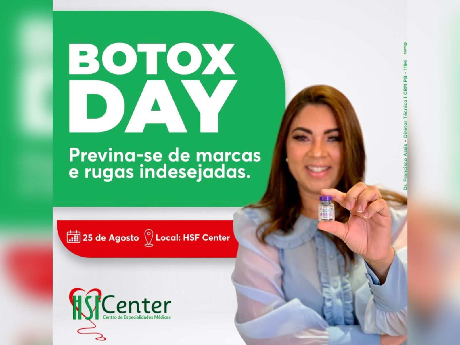 Primeira edição do Botox Day acontece nesta sexta-feira (25) no Hospital São Francisco: agende sua consulta e saiba mais