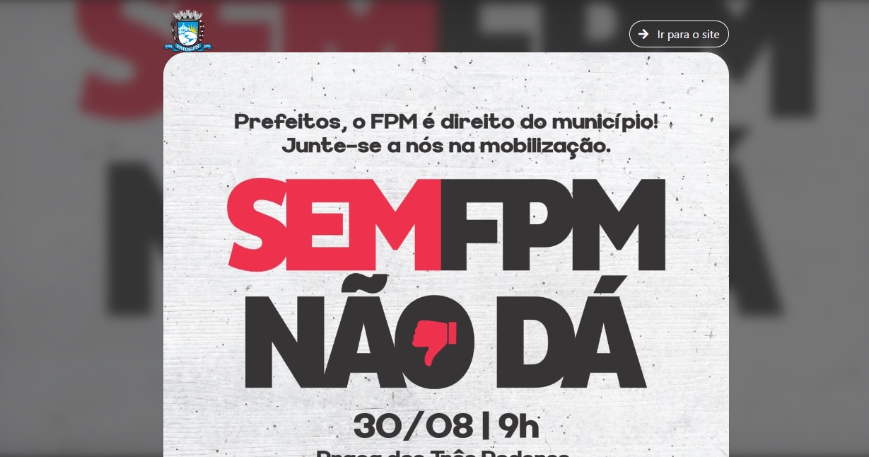 Prefeito de Patos adere ao protesto, SEM FPM NÃO DÁ, contra a diminuição de recursos enviados pelo governo federal