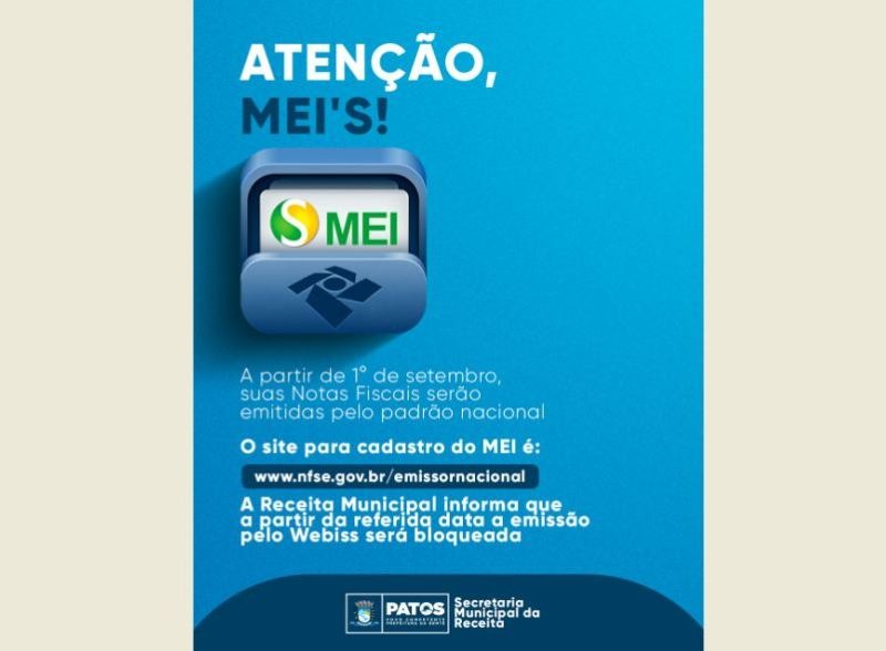 A partir de 1° de Setembro, MEI's só emitirão Nota Fiscal pelo Portal Nacional de Emissão