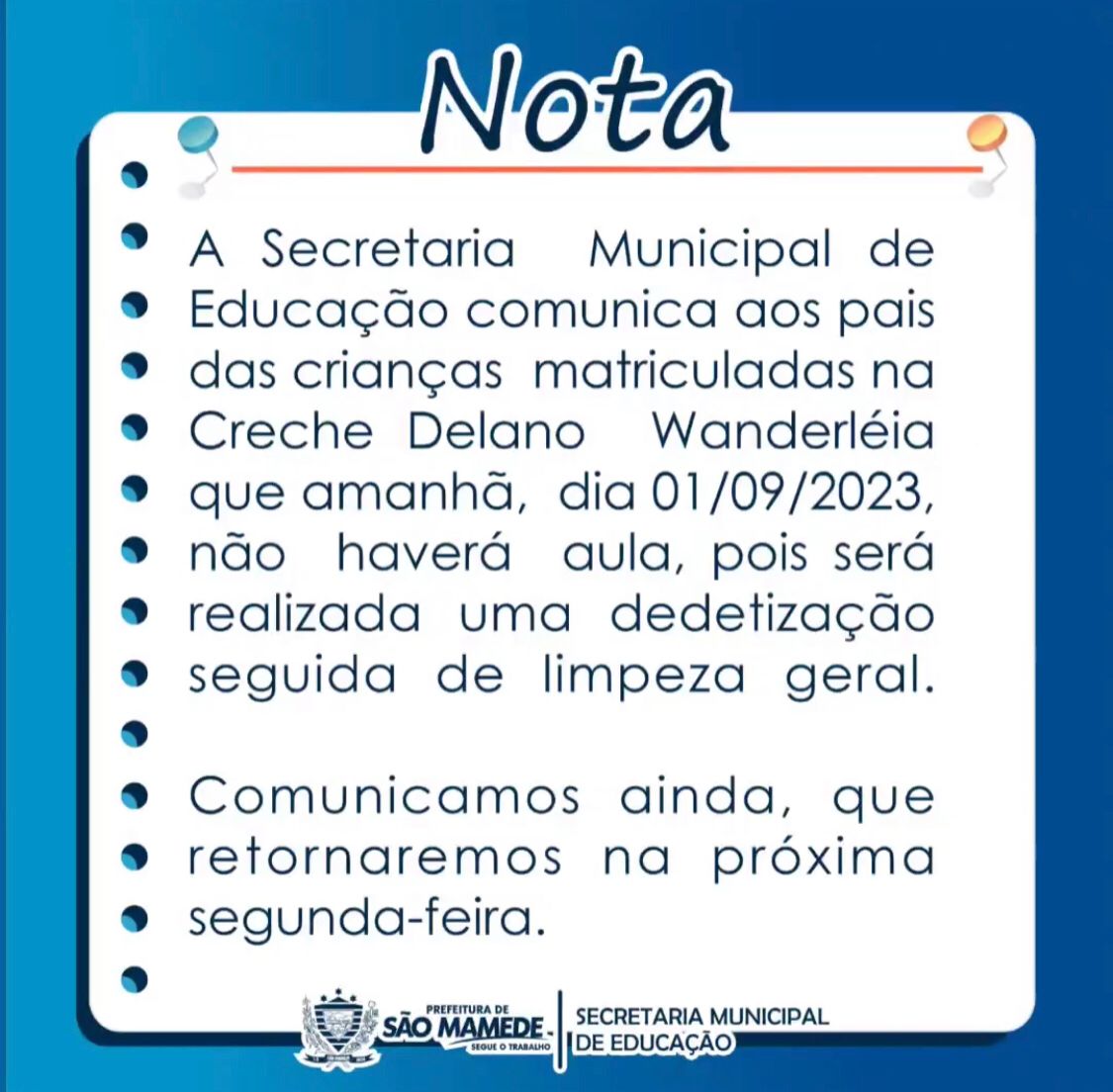 Creche onde garota de 4 anos foi picada por cobra Jararaca, em São Mamede, passará por dedetização e limpeza, informa Secretaria de Educação