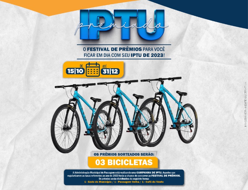 Prefeitura Municipal de Passagem promove IPTU PREMIADO como estímulo à regularização do IPTU