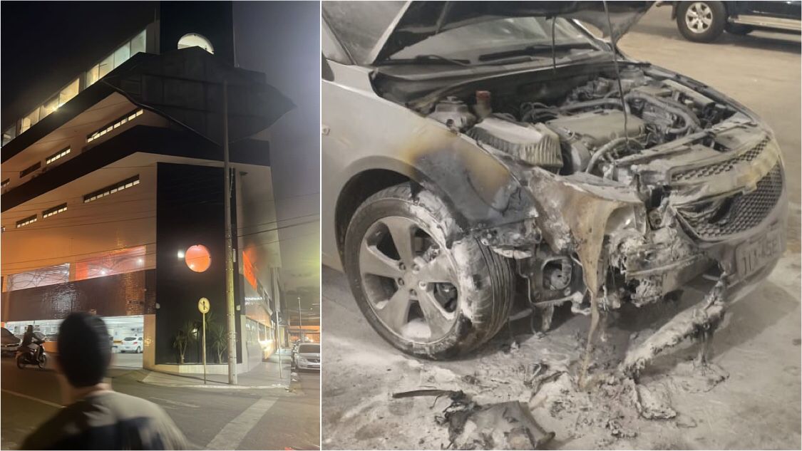 Princípio de incêndio é registrado em veículo dentro de estacionamento do Guedes Shopping, em Patos; fogo foi controlado rapidamente