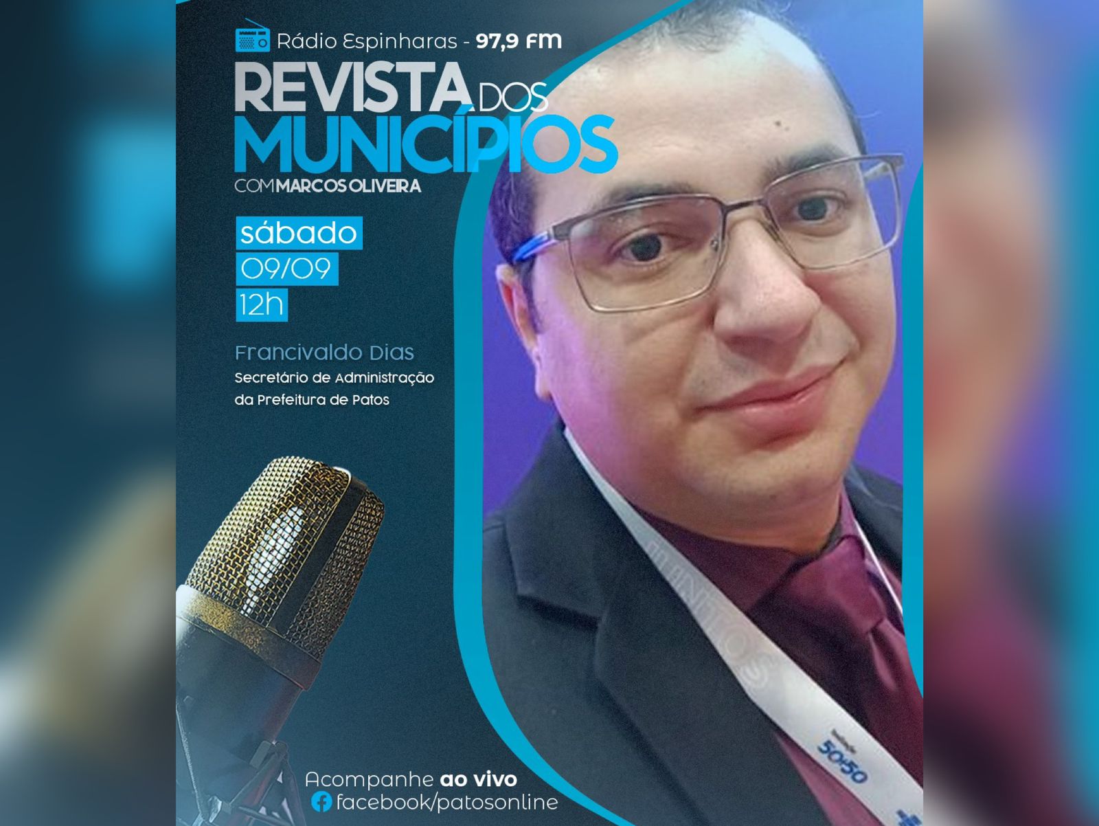 Secretário de Administração de Patos discutirá a queda no repasse do FPM no Programa 