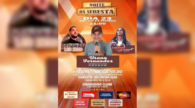 Cacimba de Areia vai viver a noite da Seresta no próximo dia 23