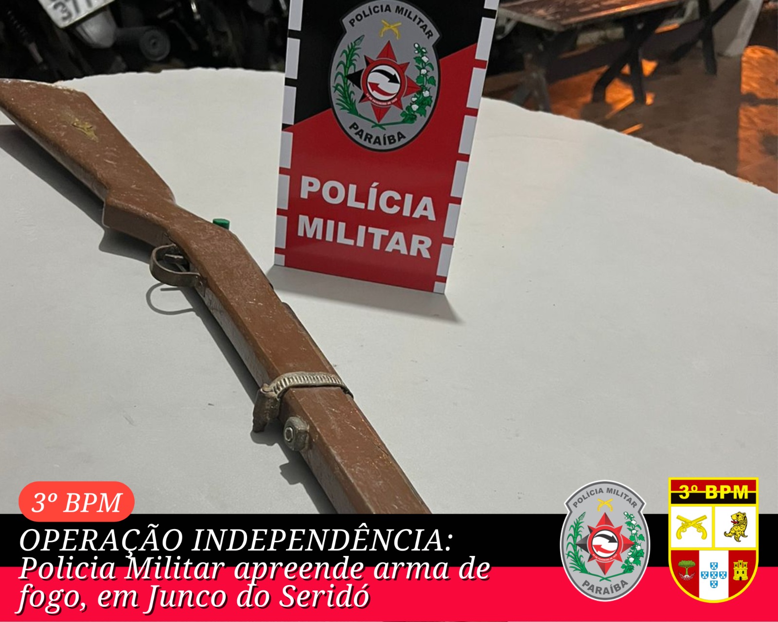 Operação Independência: Polícia Militar apreende arma de fogo, em Junco do Seridó