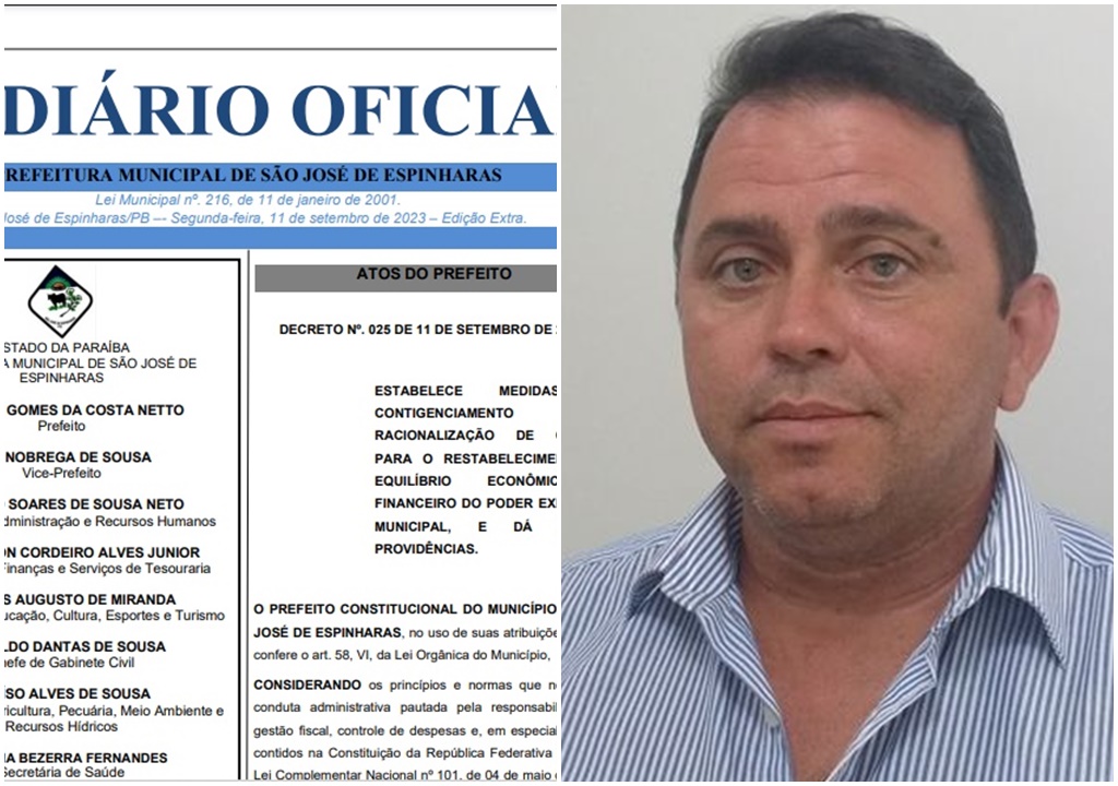 Queda no FPM e FUNDEB faz prefeito de São José de Espinharas cortar salários, suspender gratificações e diárias, dentre outras. Veja  