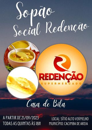 Sopão Solidário será promovido para a Comunidade do Sítio Alto Vermelho, em Cacimba de Areia