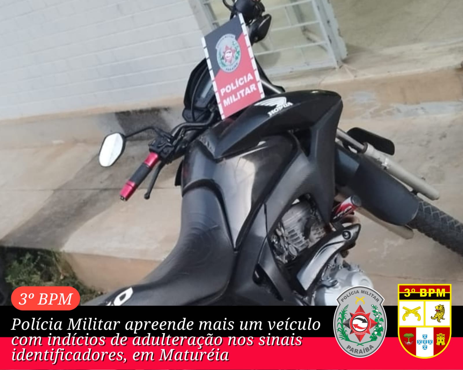 Polícia Militar apreende mais um veículo com indícios de adulteração nos sinais identificadores, em Matureia