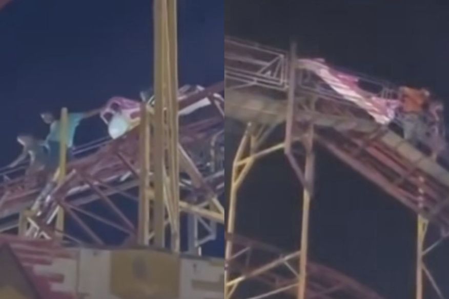 Carrinho de montanha-russa apresenta problemas e passageiros precisam descer do brinquedo, em parque de diversões na cidade de Patos; veja vídeo