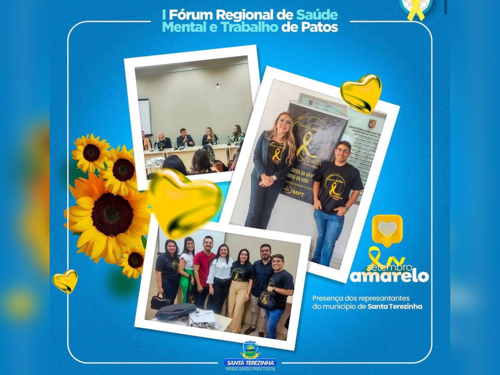 Santa Terezinha-PB participa do I Fórum Regional de Saúde Mental e Trabalho no contexto do Setembro Amarelo