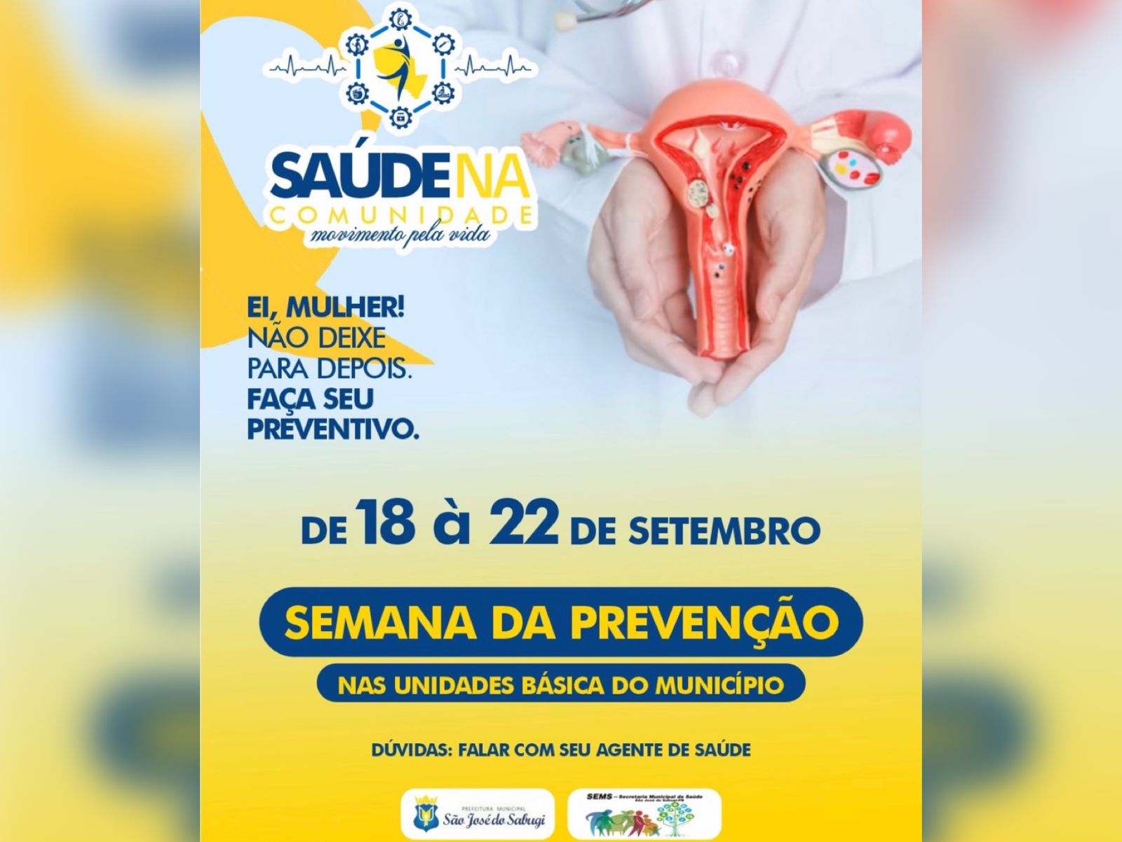 Prefeitura de São José do Sabugi lança Semana da Prevenção da saúde da mulher nas Unidades Básicas do Município