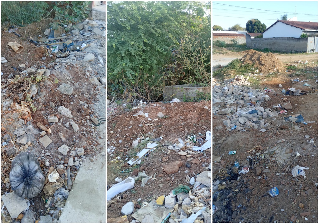 Morador do bairro São Sebastião, em Patos, pede providências para terreno abandonado e que vem servindo como ponto de acúmulo de lixo