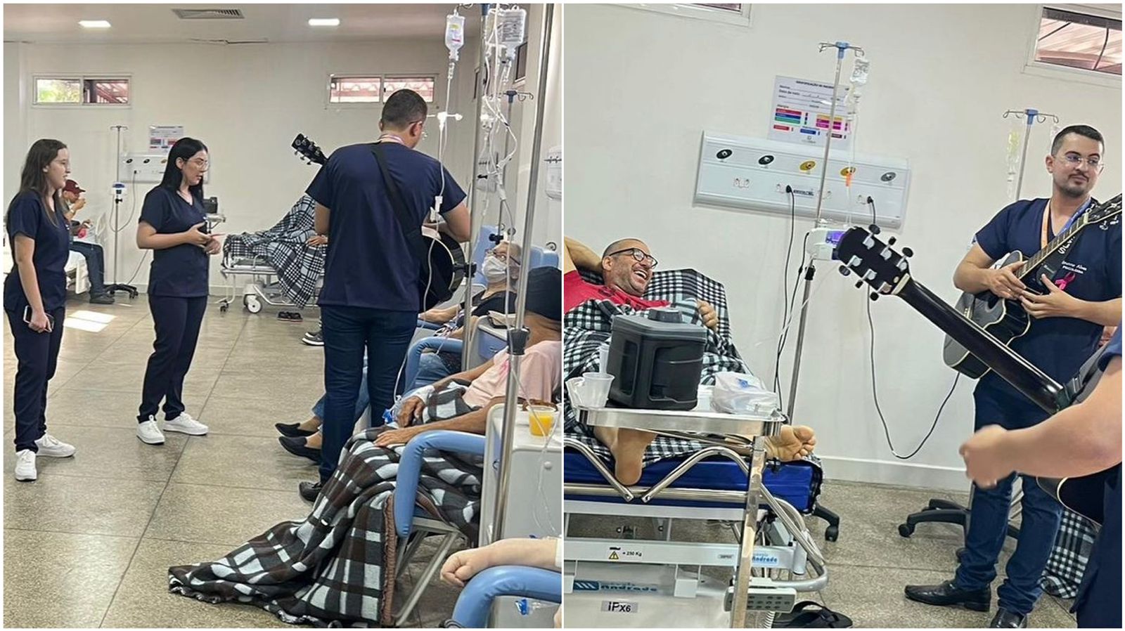 Pacientes do Hospital do Bem desfrutam de sessões de musicoterapia como parte das atividades do Outubro Rosa