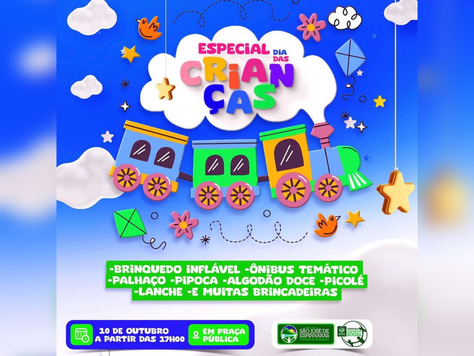 Prefeitura de São José de Espinharas promoverá dia das Crianças repleto de diversão, em Praça Pública