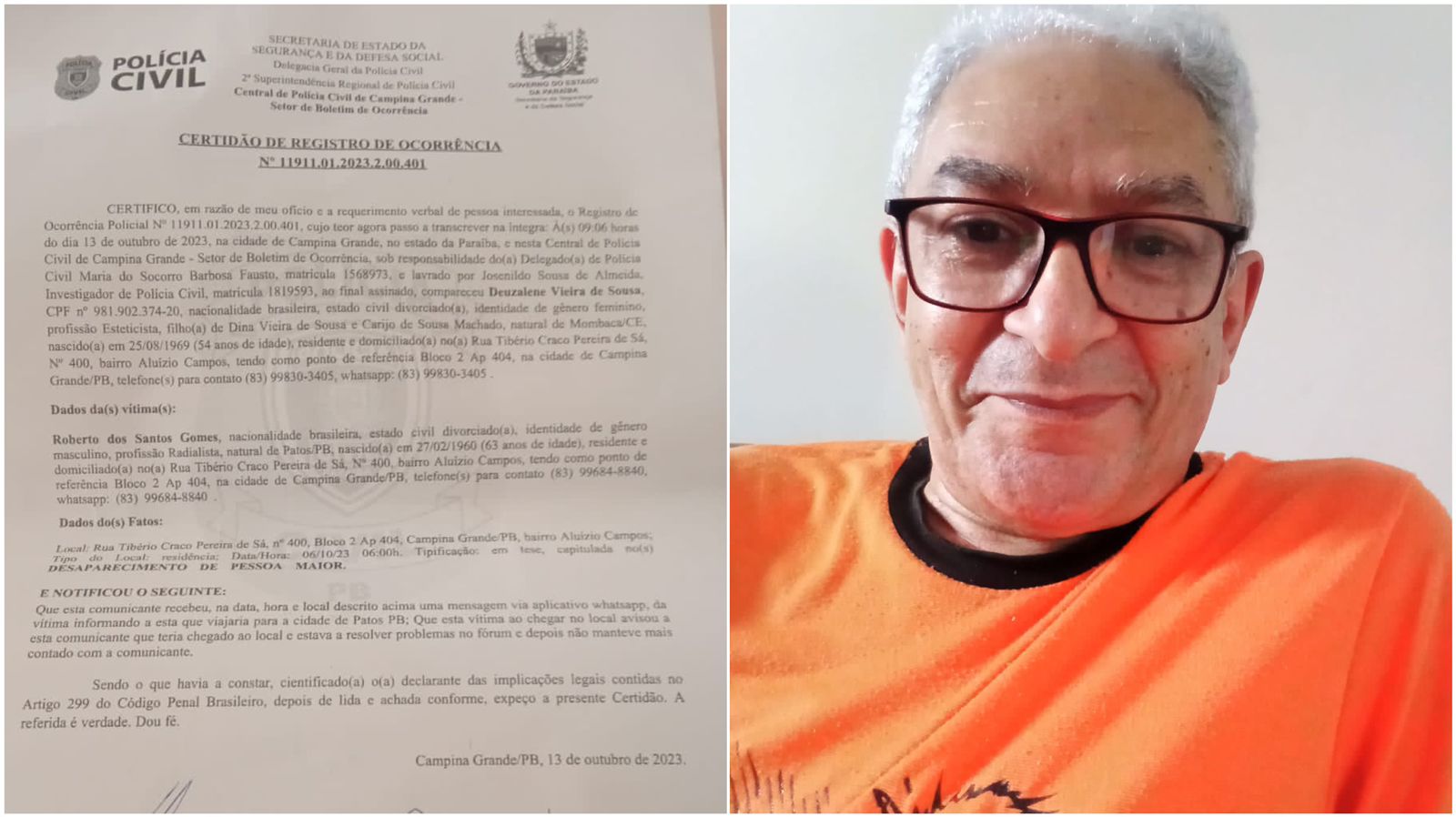 Radialista que reside em Campina Grande desaparece misteriosamente após retornar a Patos para trâmites de casamento