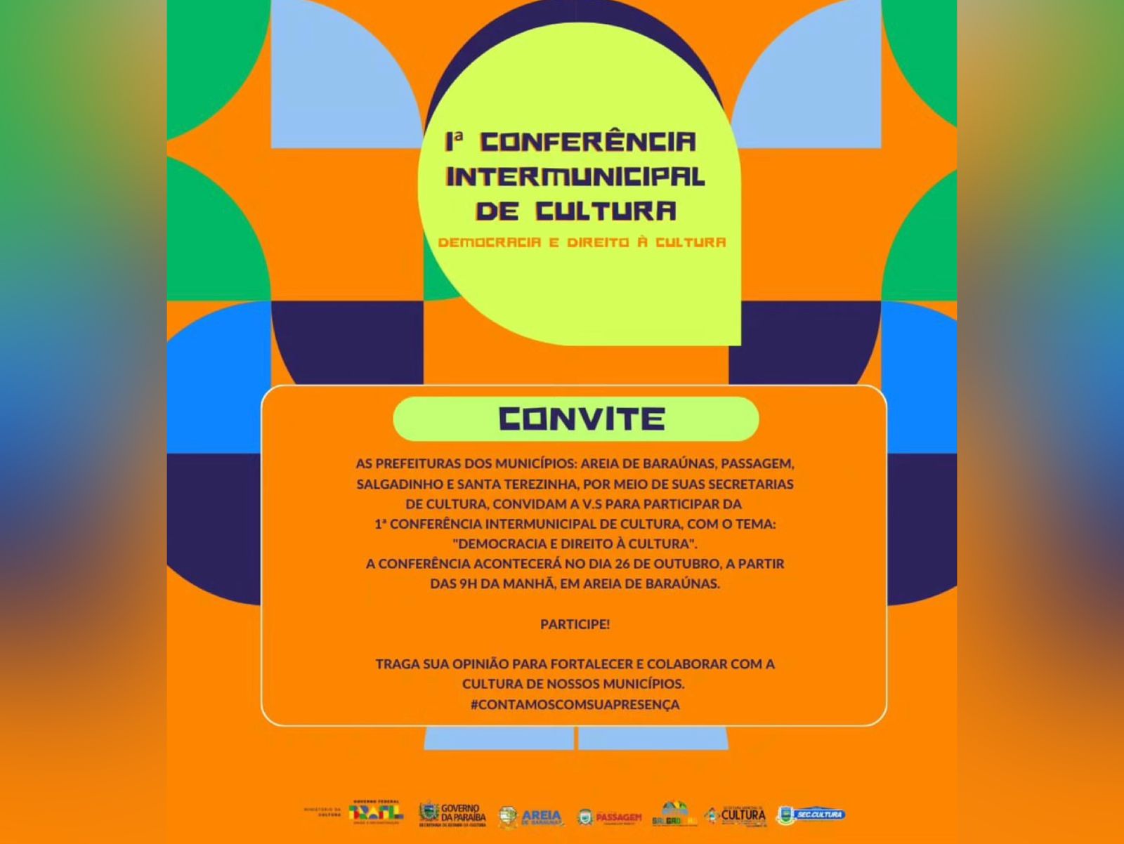 Prefeituras de Areia de Baraúnas, Passagem, Salgadinho e Santa Terezinha-PB promovem a 1ª Conferência Intermunicipal de Cultura