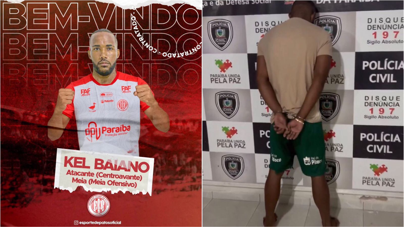 Diretor do Esporte de Patos diz que clube foi pego de surpresa com prisão do atacante Kel Baiano