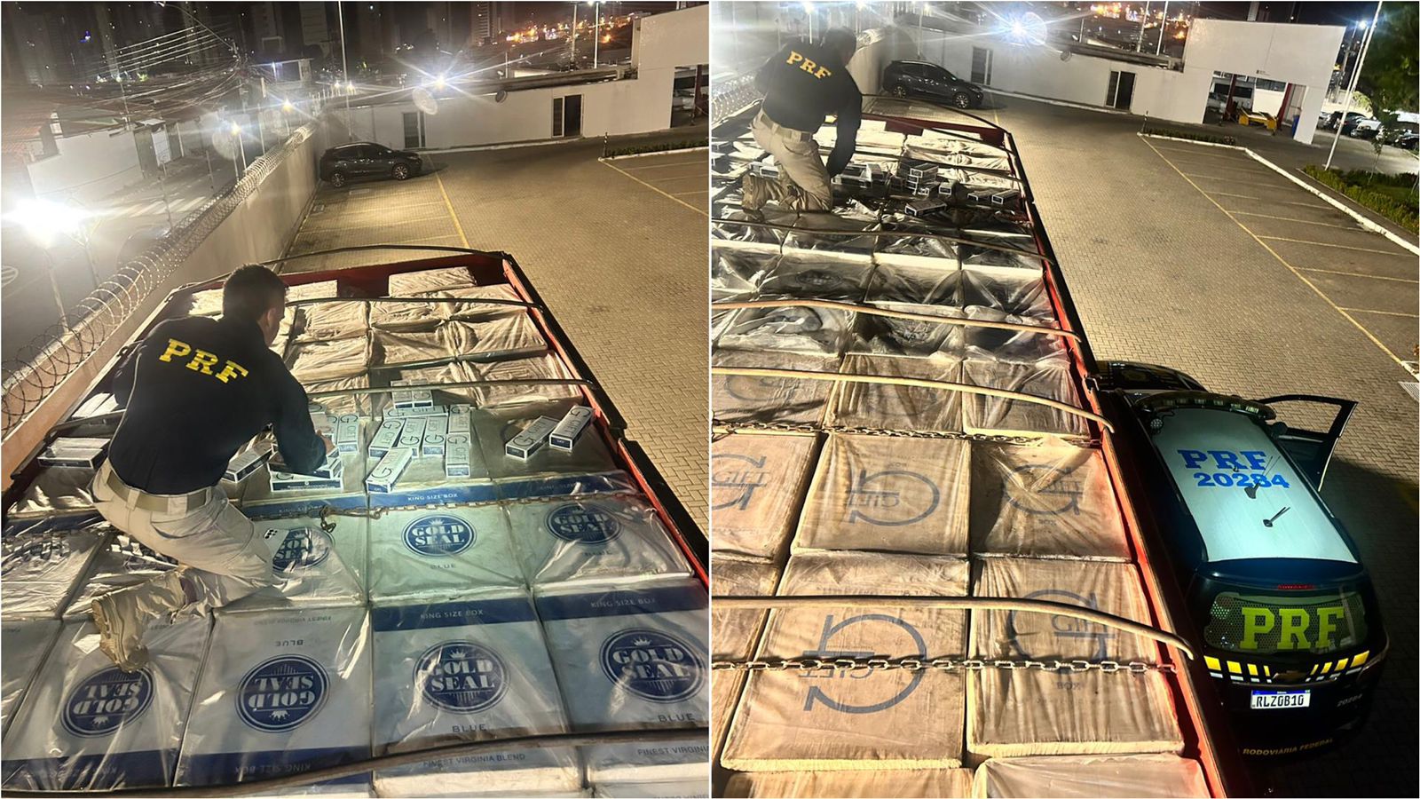 PRF apreende carga de cigarros contrabandeados avaliados em aproximadamente 1 milhão de reais, na Paraíba