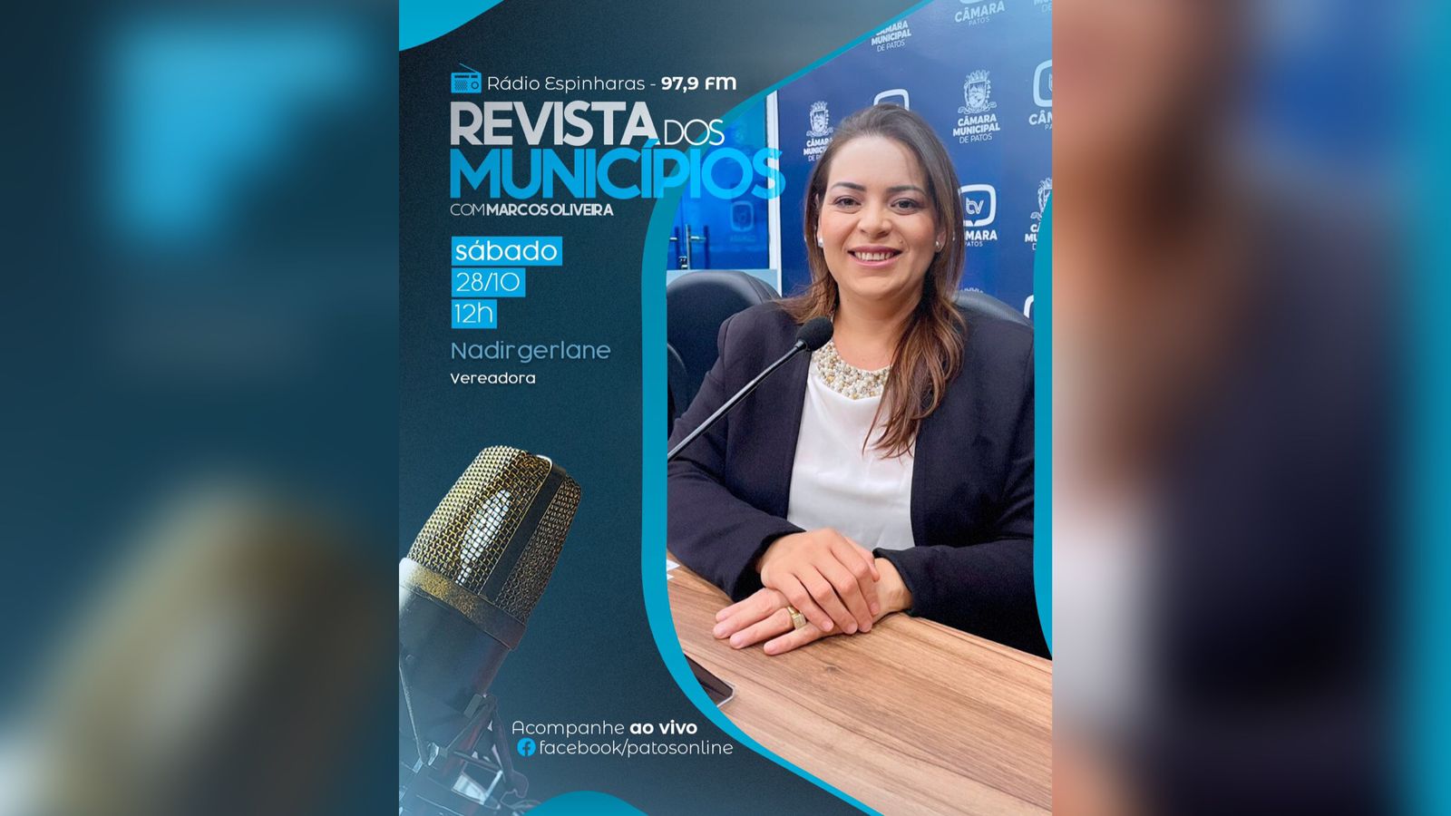 Vereadora Nadir Rodrigues será a entrevistada do programa Revista dos Municípios deste sábado (28)