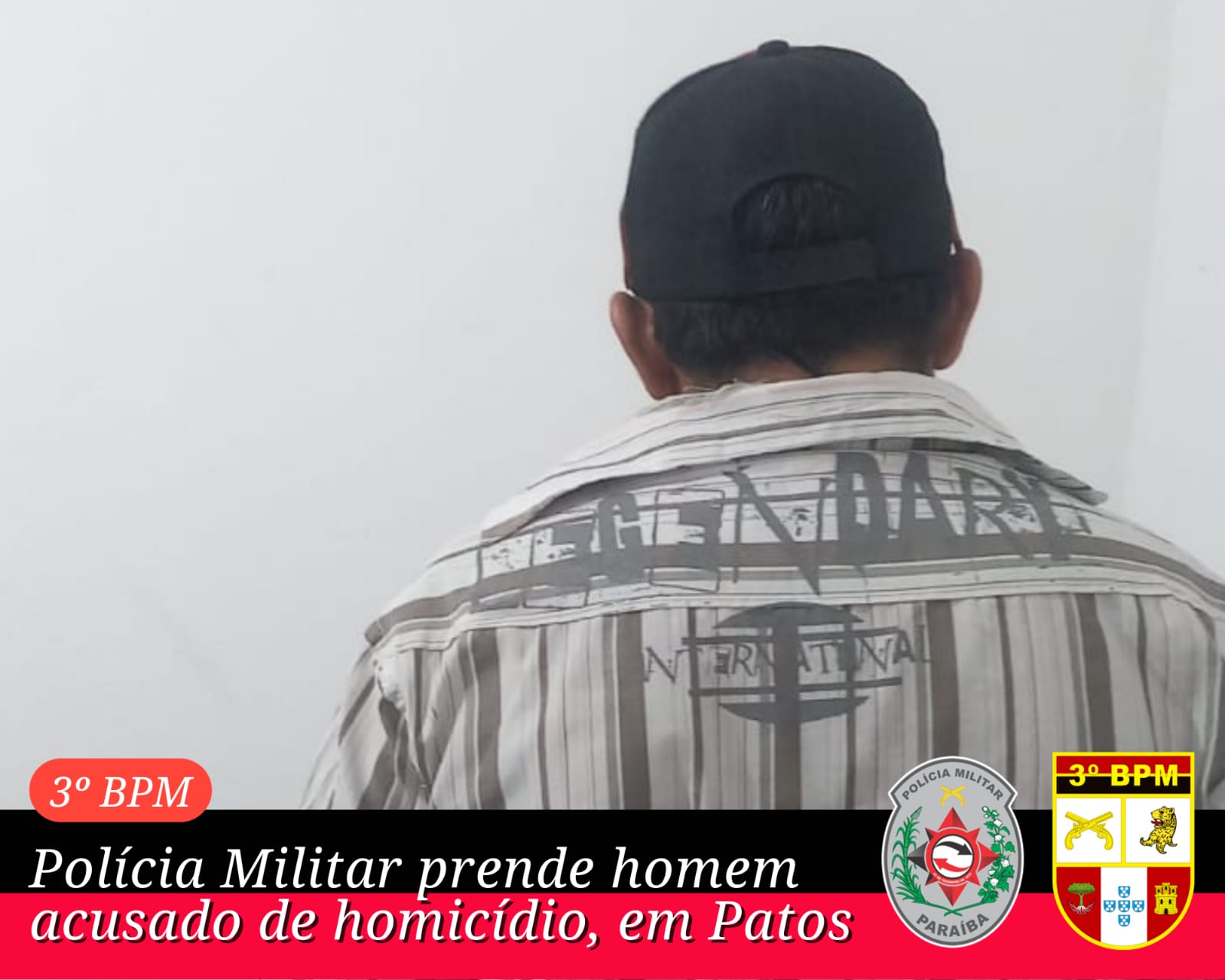 Polícia Militar prende homem acusado de Homicídio, em Patos 