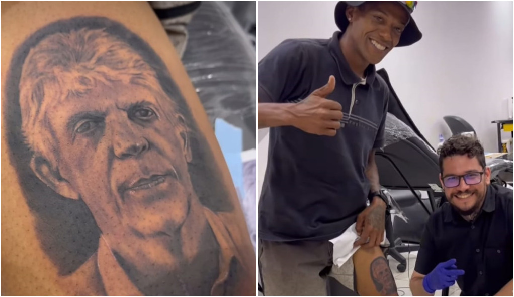 Virou moda? Após mulher fazer imagem de Bruno Cunha Lima, jovem de João Pessoa tatua rosto do ex-governador Ricardo Coutinho