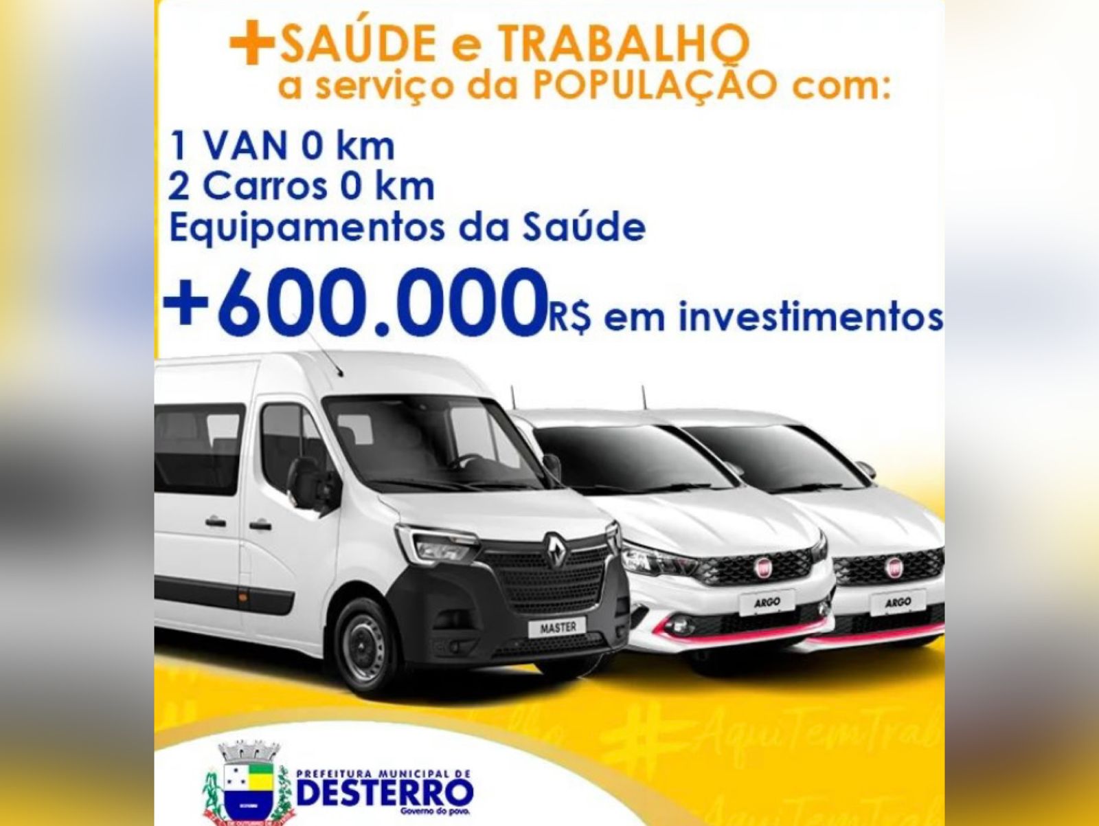 Prefeito de Desterro fala sobre a entrega de novos veículos e equipamentos para a Saúde. Ouça