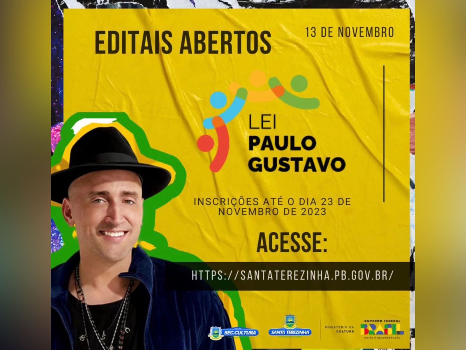 Prefeitura de Santa Terezinha-PB e Secretaria de Cultura lançam edital da Lei Paulo Gustavo. Confira