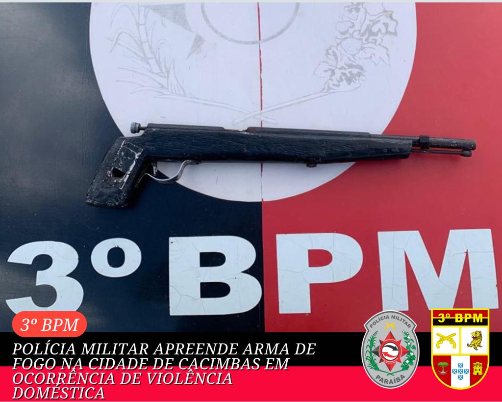 Polícia Militar apreende arma de fogo, em decorrência de violência doméstica na cidade de Cacimbas-PB