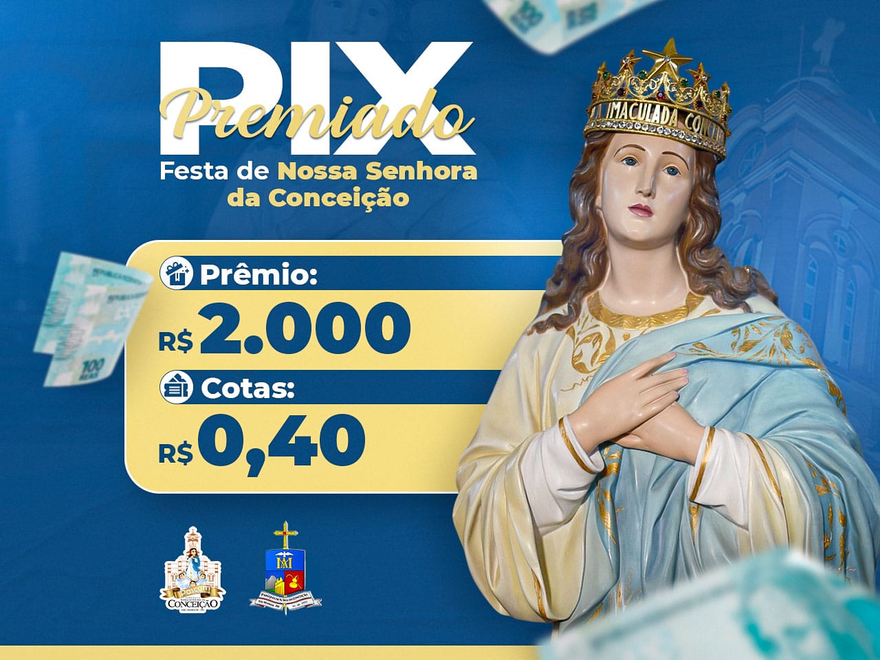 Festa de Nossa Senhora da Conceição em São Mamede terá início no próximo dia 28 e paróquia lança Pix Premiado no valor de R$ 2 mil