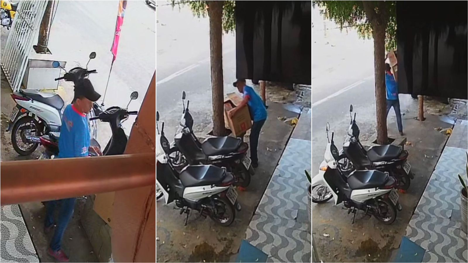 Comerciante tem estabelecimento furtado antes mesmo de inaugurá-lo e ladrão leva estufa avaliada em R$ 650 ainda na caixa, no Centro de Patos; veja vídeo