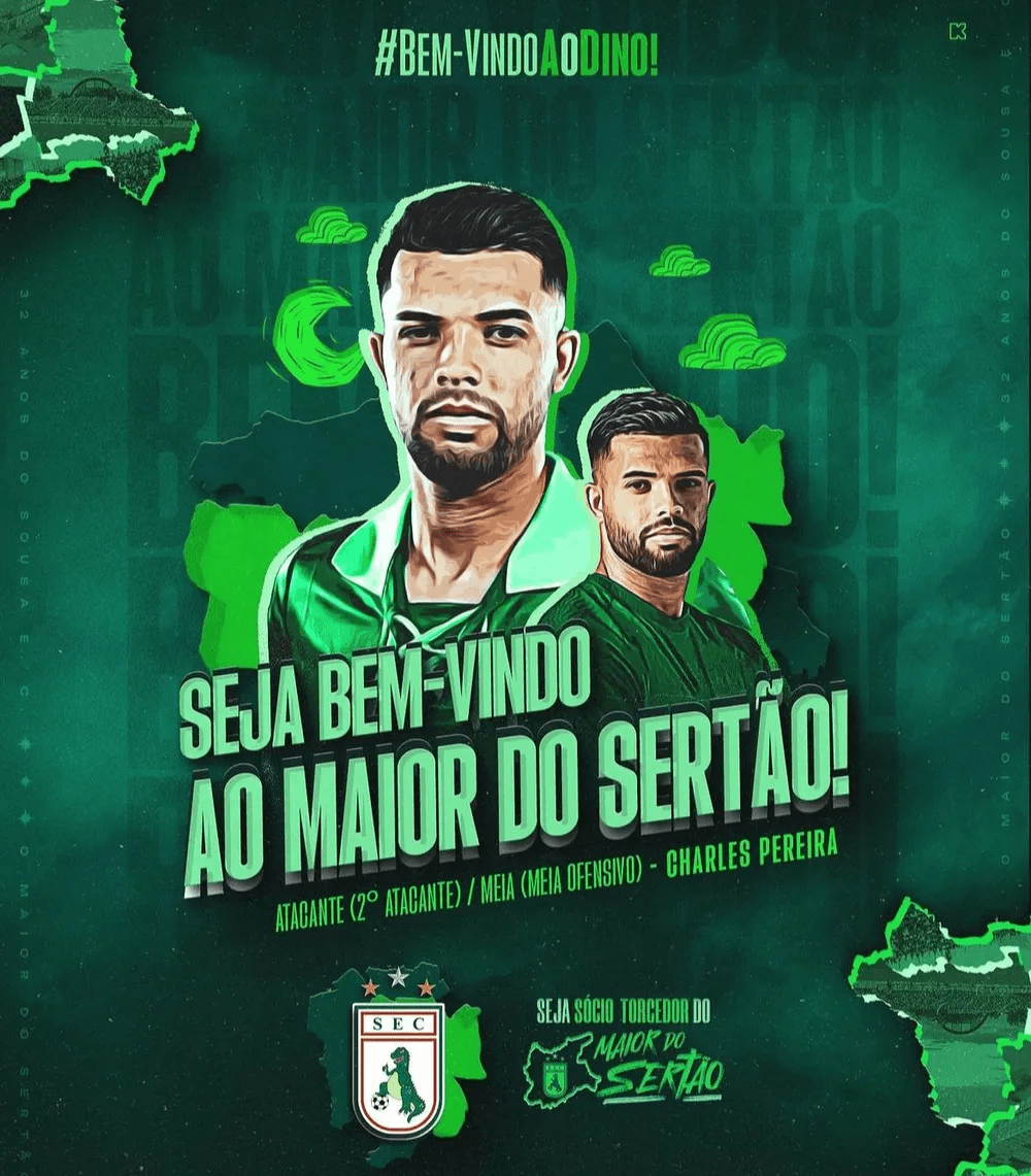 Sousa anuncia contratação do atacante Charles, ex-Nacional de Patos