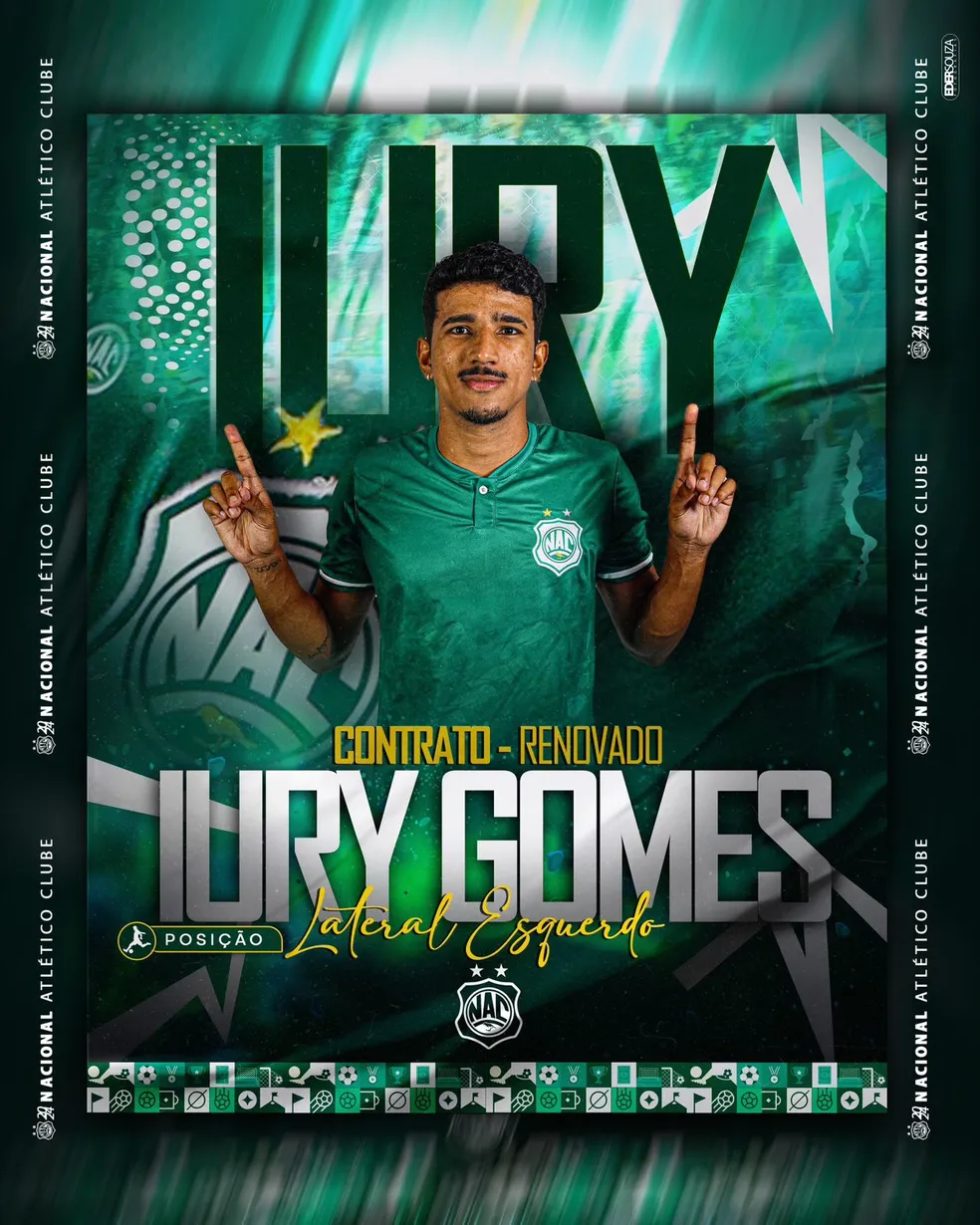 Nacional de Patos anuncia a permanência do lateral-esquerdo Iury Gomes para a próxima temporada