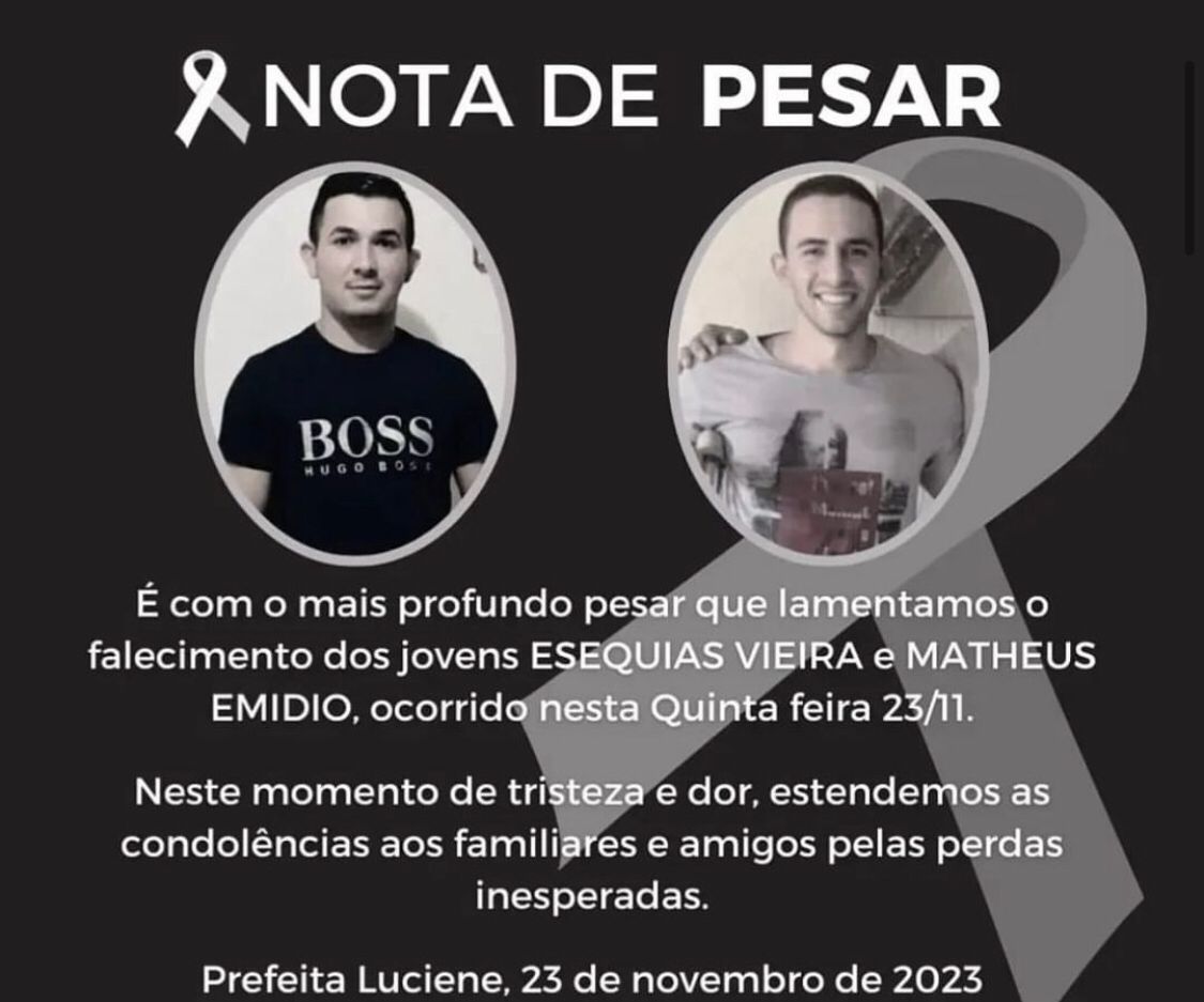 Tragédia no Sertão: dois jovens morrem em acidente na cidade de Brejo dos Santos, após colisão entre moto e carro da prefeitura de Bom Sucesso