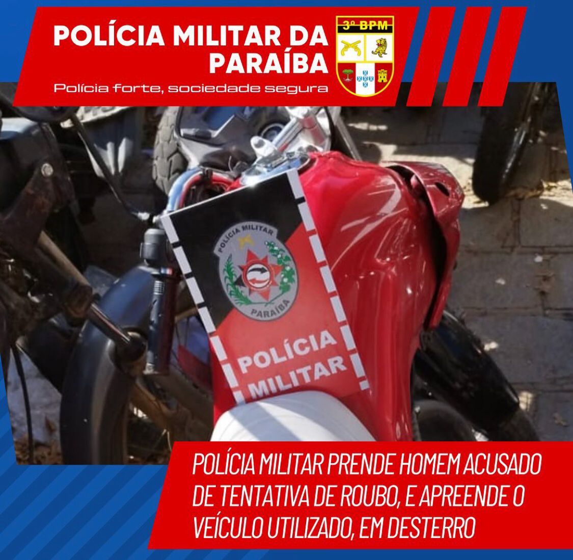 Polícia Militar prende homem acusado de tentativa de roubo e apreende o veículo utilizado, em Desterro-PB