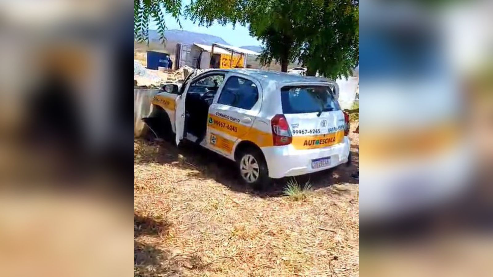 Aluna de autoescola perde controle de veículo durante prova e derruba muro da Ciretran de Piancó; veja vídeo