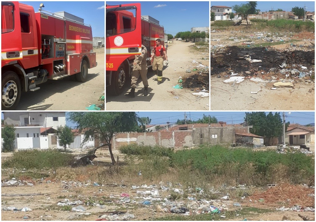 Em Bairro de Patos: Bombeiros são acionados por moradores após fogo em lixo e entulhos   
