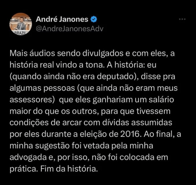 Novo áudio contradiz versão de Janones sobre rachadinha. Ouça