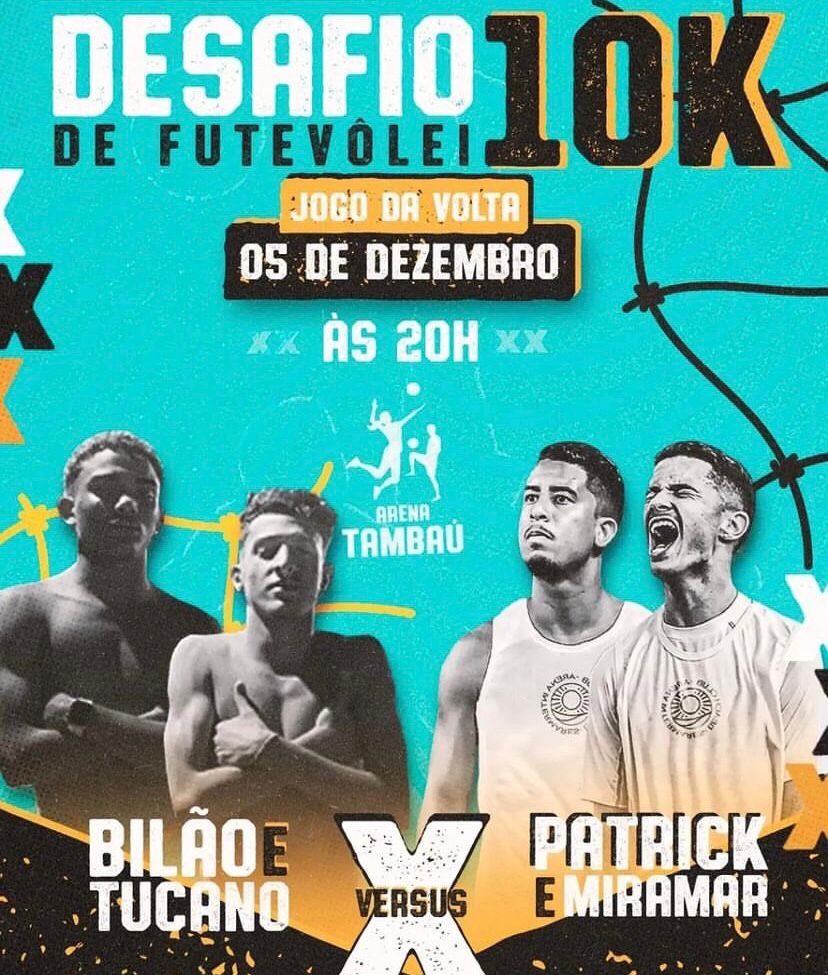 Desafio de futevôlei entre duplas valendo R$ 10 mil agita a cidade de Patos na noite desta terça-feira (05)
