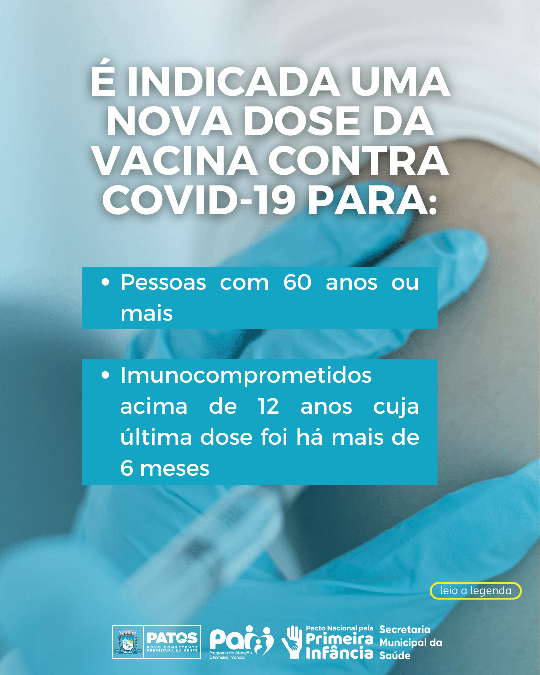 Patos inicia reforço vacinal para idosos e imunossuprimidos contra novas variantes da Covid-19