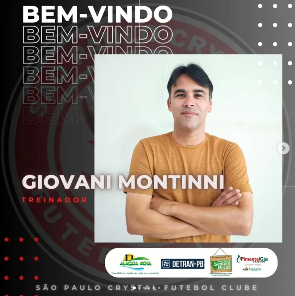 São Paulo Crystal anuncia Giovani Montinni como técnico para o Paraibano 2024