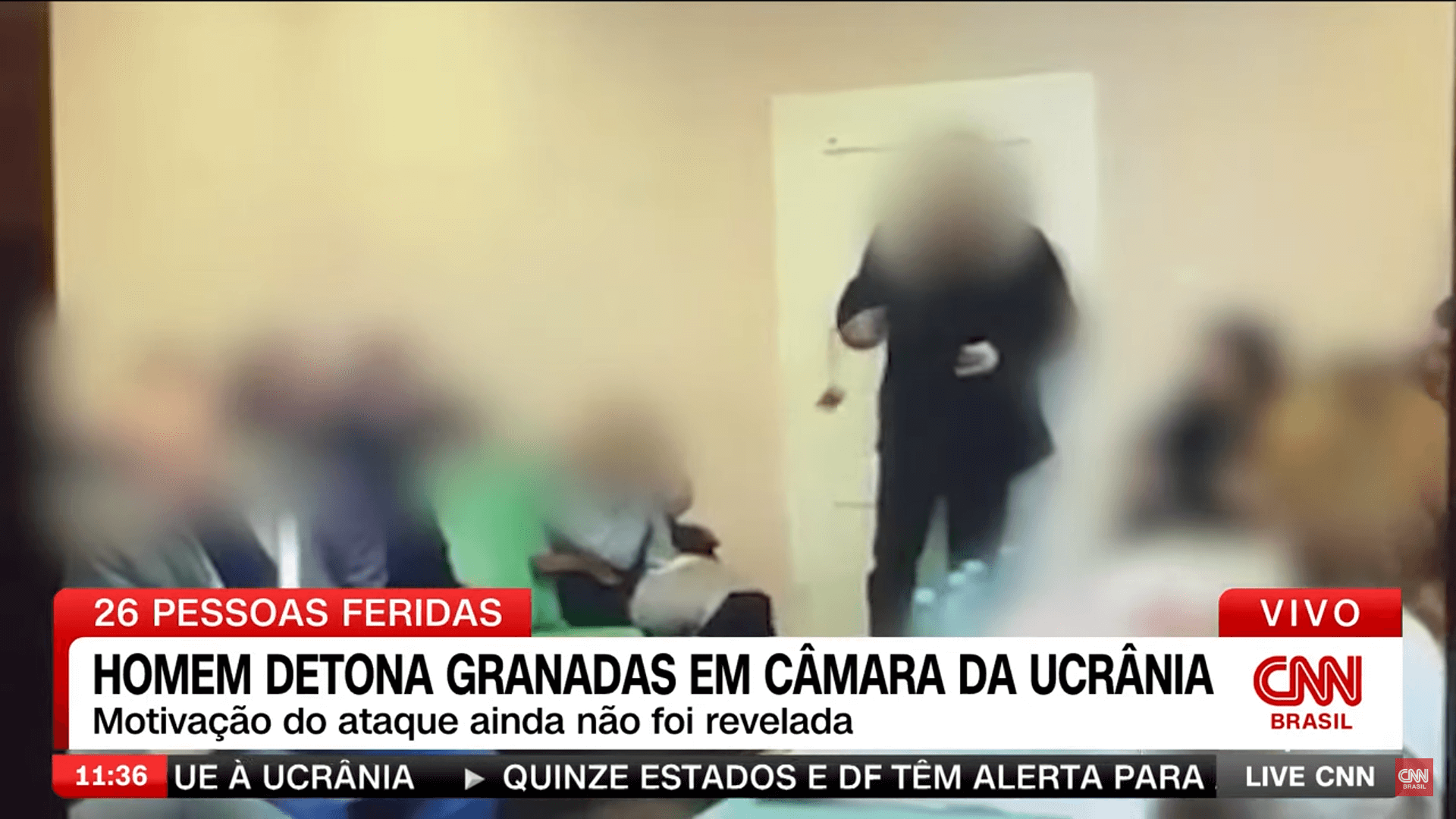 Homem detona granadas durante sessão de Câmara na Ucrânia
