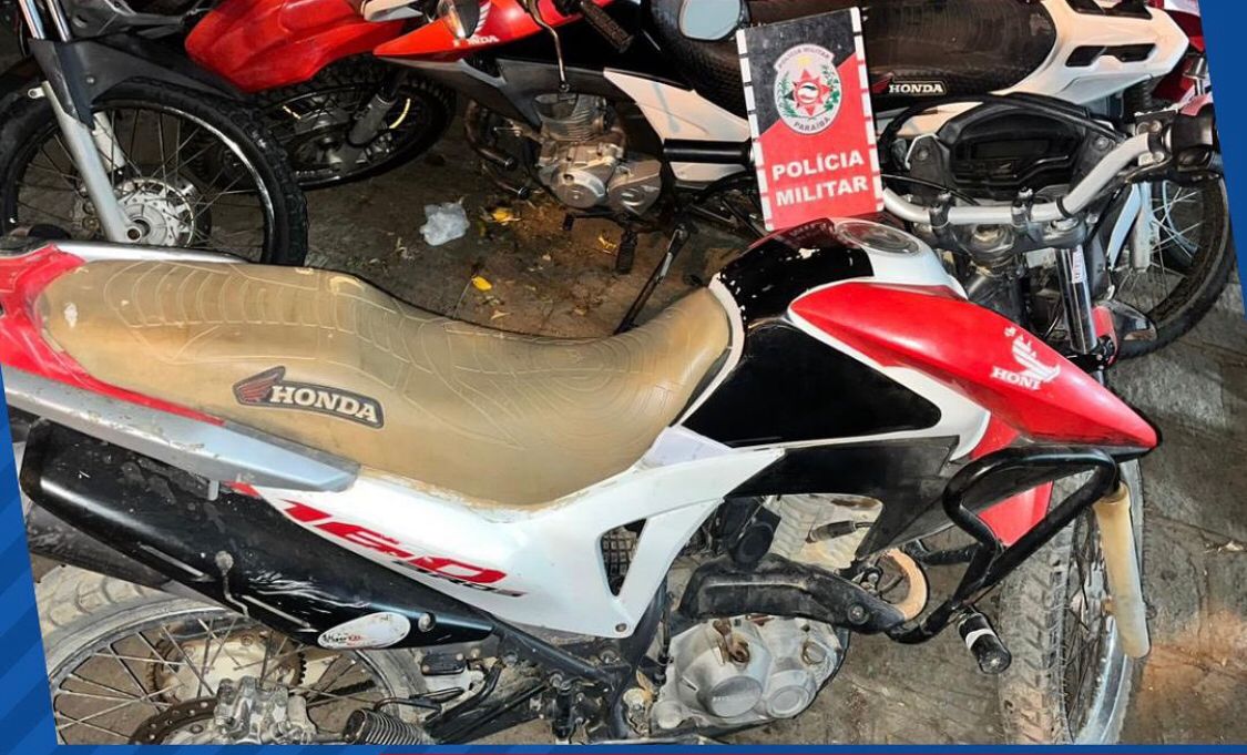 Polícia Militar recupera moto com restrição de roubo/furto na cidade de Teixeira