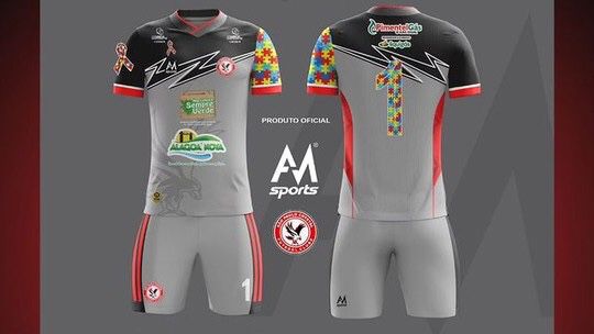Uniforme de goleiros do São Paulo Crystal, fazendo alusão à conscientização sobre o TEA — Foto: Divulgação / São Paulo Crystal 