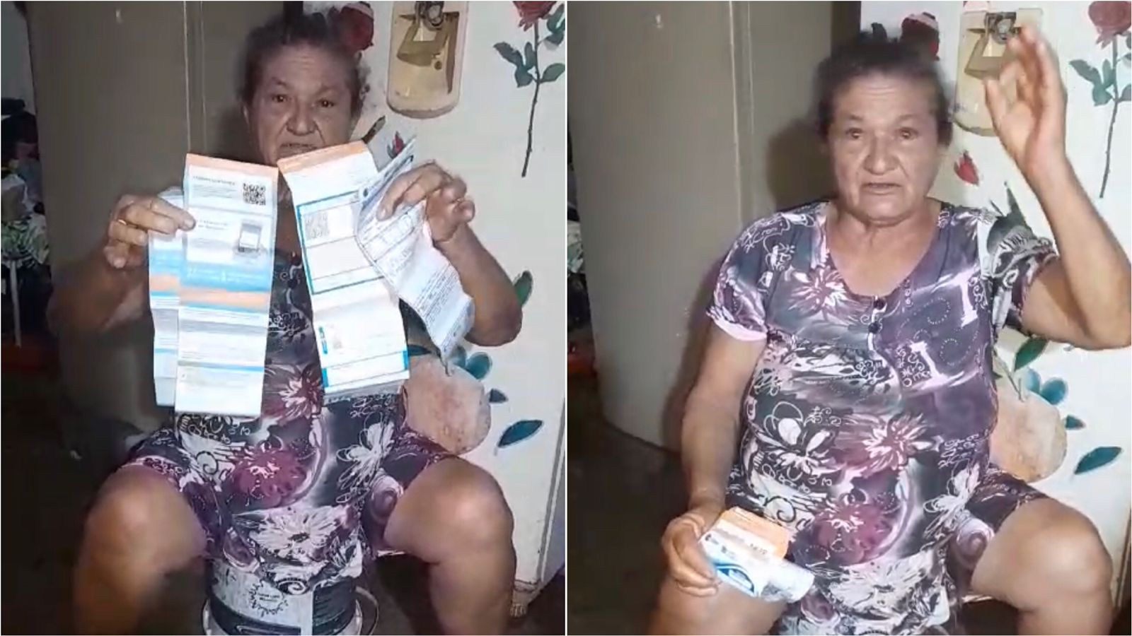 Idosa que enfrenta situação difícil pede ajuda para conseguir pagar contas e comprar alimentos, em Patos: 