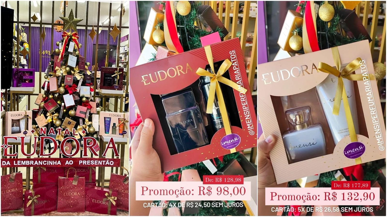 Neste Natal presentei com Eudora, da lembrancinha ao presentão você encontra na Imensi Perfumaria, em Patos