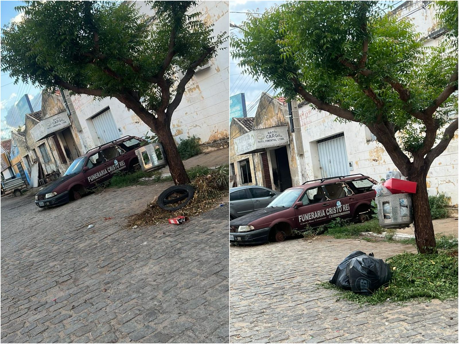 Internauta denuncia abandono de carro funerário há 1 ano, na Rua Presidente Floriano Peixoto, no Centro de Patos