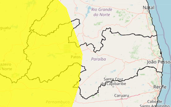 Inmet emite alerta de chuvas intensas para Patos e mais de 80 municípios paraibanos; confira