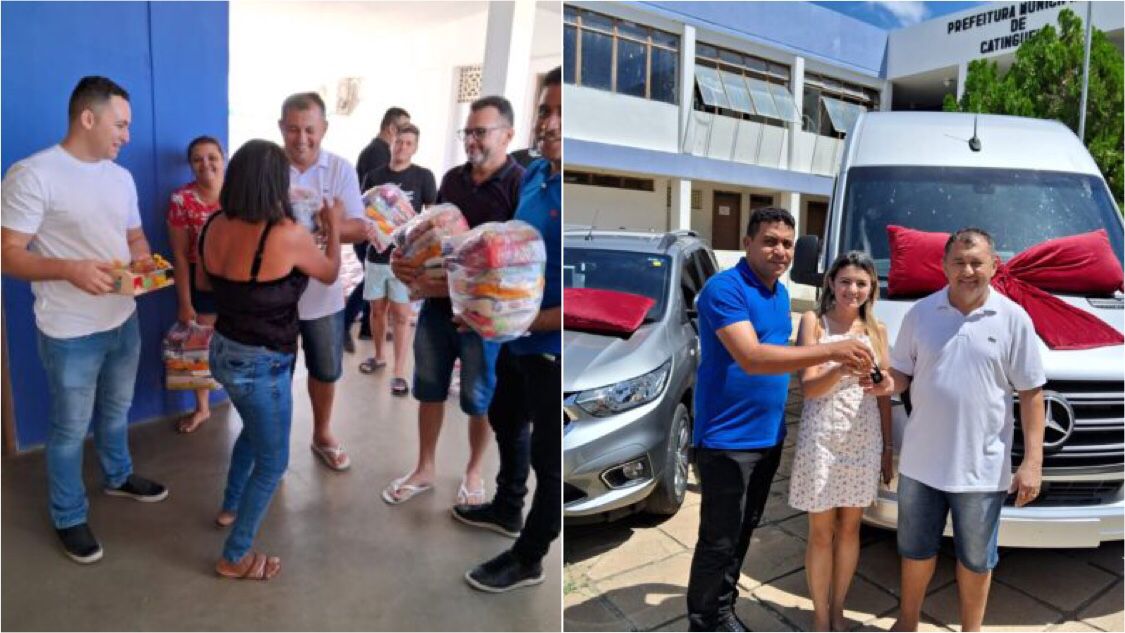 Prefeitura de Catingueira distribui aproximadamente mil cestas básicas e entrega 2 veículos 0KM a população